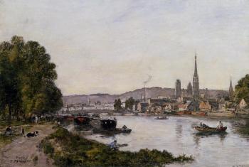 尤金 佈丹 Rouen, View over the River Seine